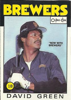1986 O-Pee-Chee Baseball Cards 122     David Green#{Now with Brewers